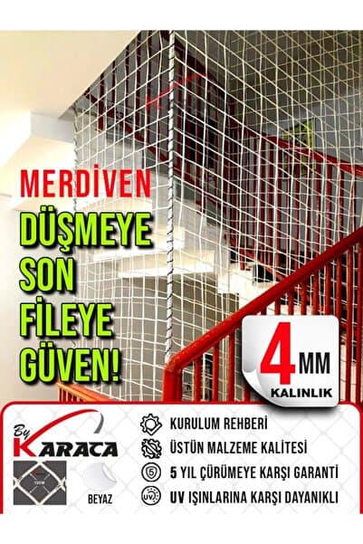 Merdiven Güvenlik Filesi 3×10 4 mm Ip Kalınlığı 12×12 mm