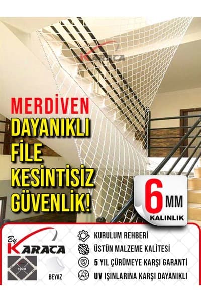 Merdiven Güvenlik Filesi 2×10 6 mm Ip Kalınlığı 10×10 mm