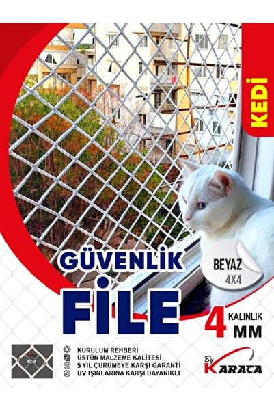 Kedi Balkon Güvenlik Filesi 3x3 4mm Kalınlığı 4x4 Gözenekli