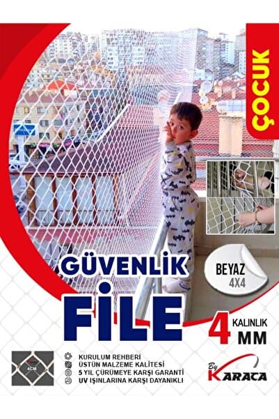 Çocuk Balkon Güvenlik Filesi 3x5 4mm Kalınlığı 4x4 Gözenekli