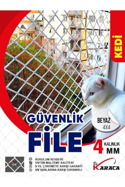 Kedi Balkon Güvenlik Filesi 2 5x11 4mm Kalınlığı 4x4 Gözenekli