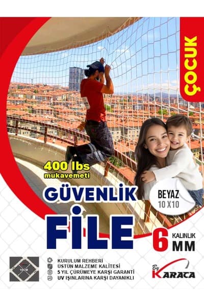 3x19 Balkon Çocuk Güvenlik Filesi 6mm 10x10 İp Kalınlığı