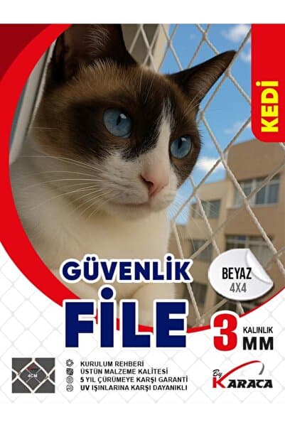 Kedi Balkon Güvenlik Filesi 2 5x11 3mm Kalınlığı 4x4 Gözenekli