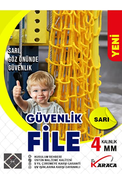 Sarı Güvenlik File 1 5x8 4mm 5x5cm İp Kalınlığı