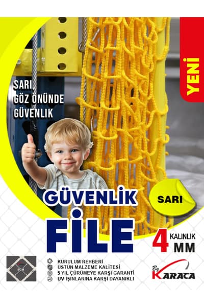Sarı Güvenlik File 1 5x3m 4mm 5x5cm İp Kalınlığı
